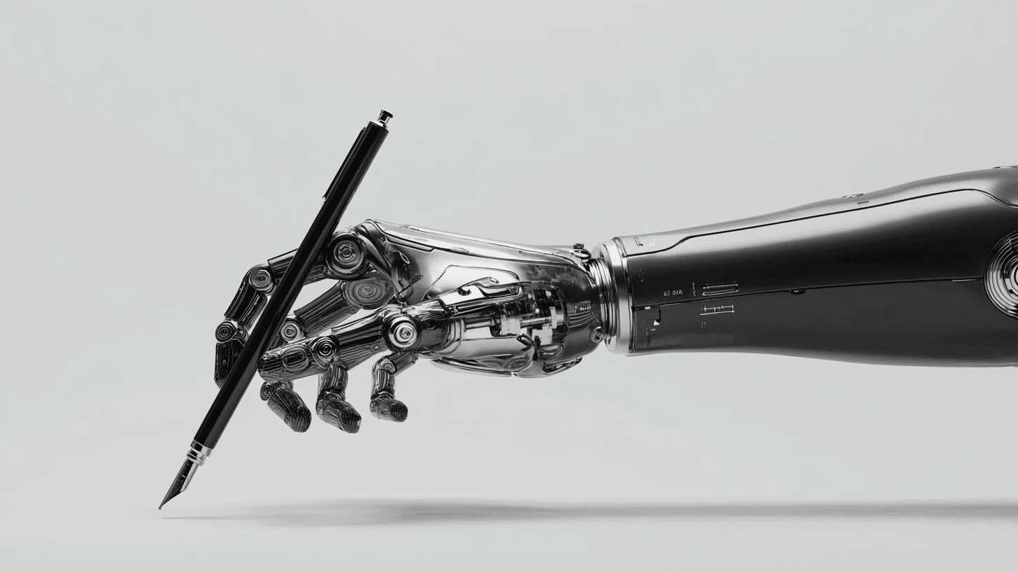 A hand holding a black pen, poised to write or draw on a surface.