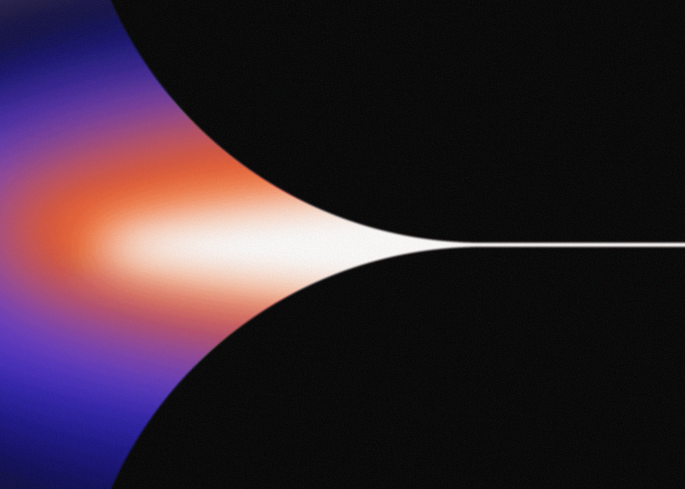 "AI-Powered Creation" graphic featuring a vibrant orange and purple light beam narrowing into a sharp white line.