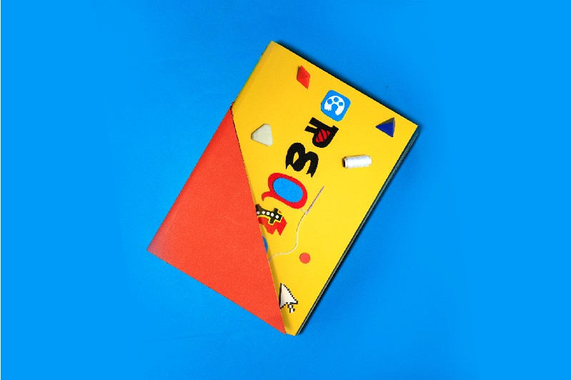 book on center of blue background