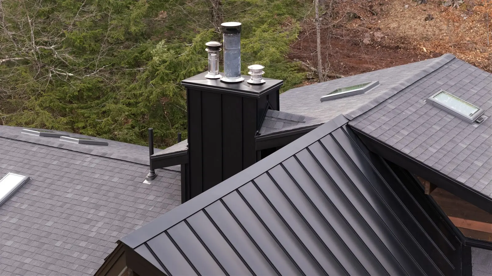Aerial drone view of a roof