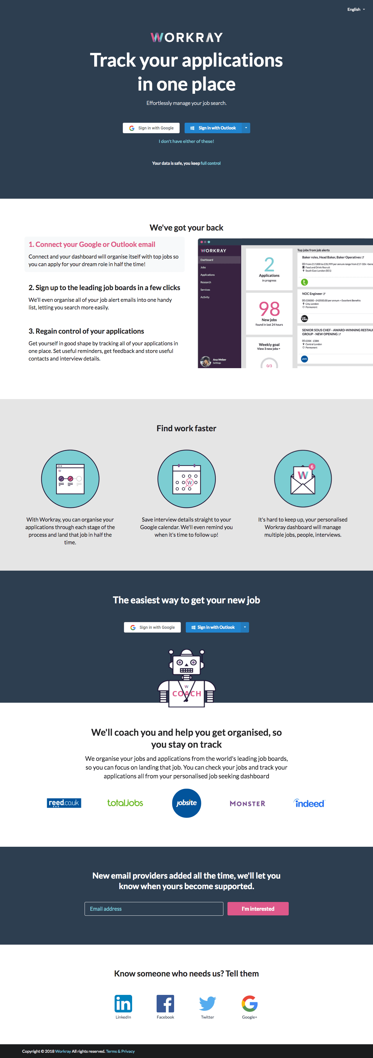 The landing page of workray before the redesign in very dark monotone colours 