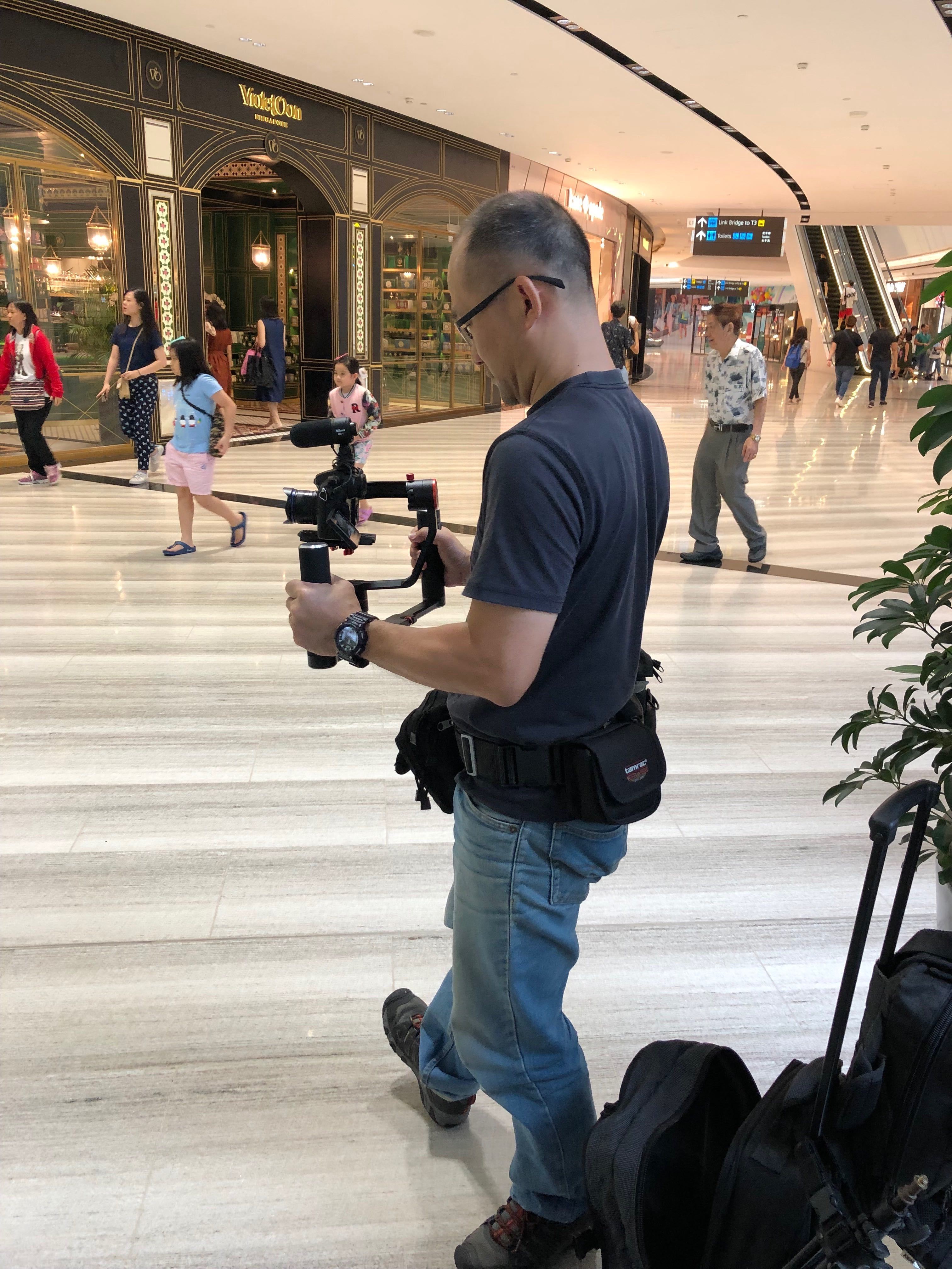 Shot of man holding gimbal
