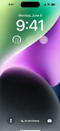 A smartphone mockup displaying a clean, purple-themed lock screen interface. By a branding expert.