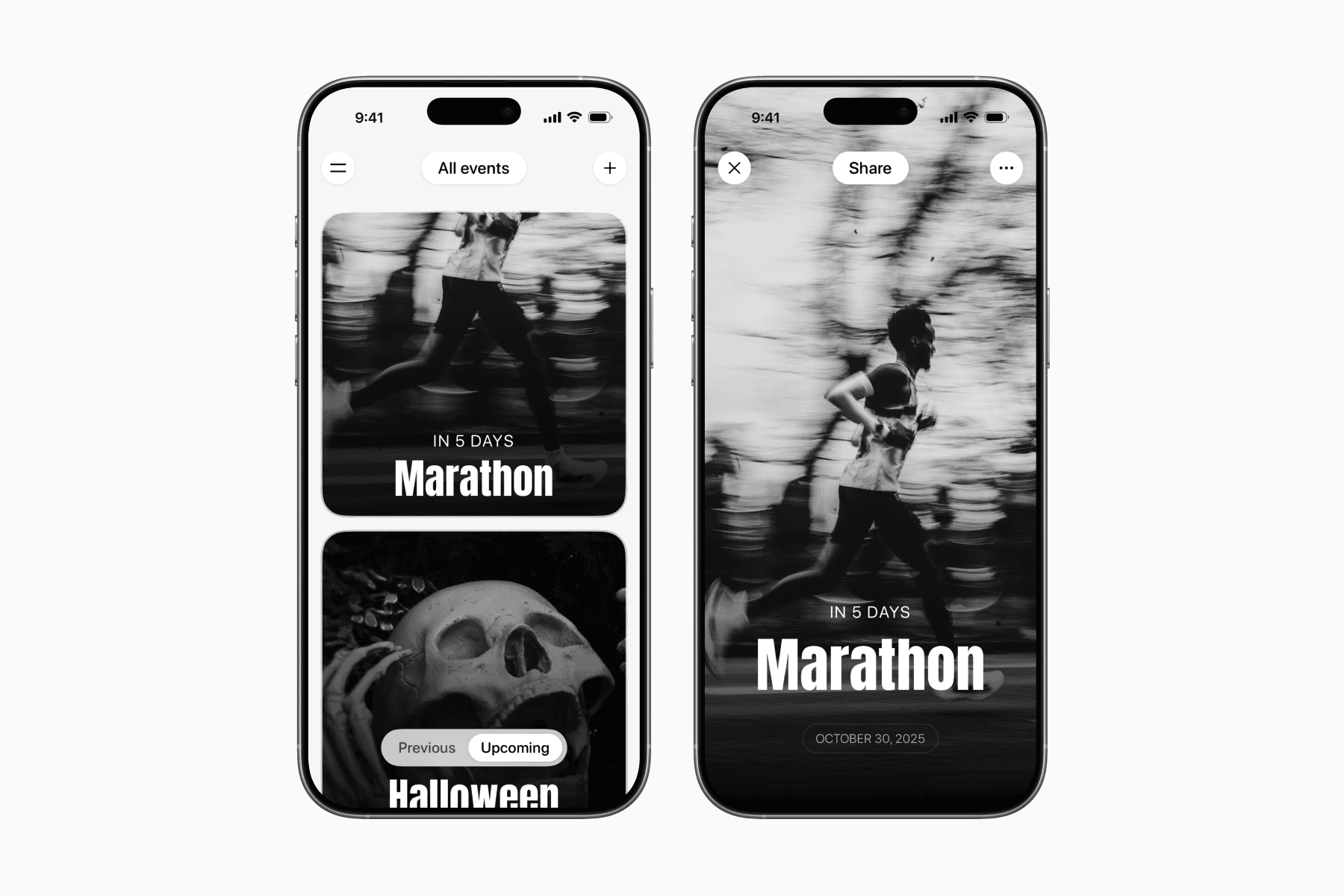 2 phone screens of Days Countdown app