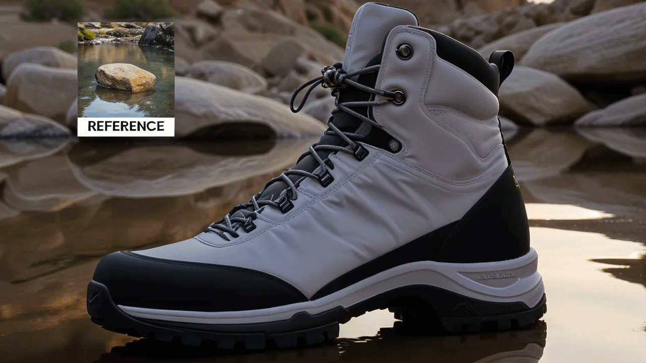 Vizcom creates natural background with shoe using reference image