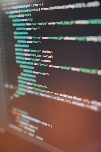 Lines of code on a monitor close up