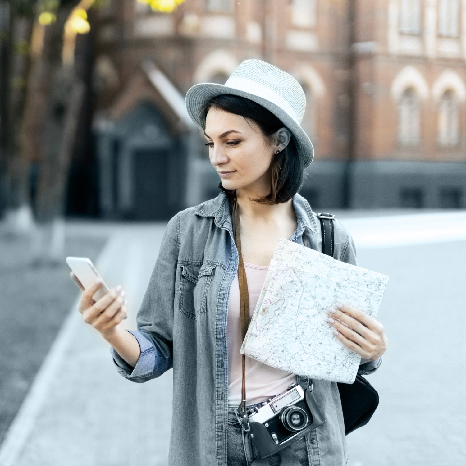 A photo of a young girl traveling