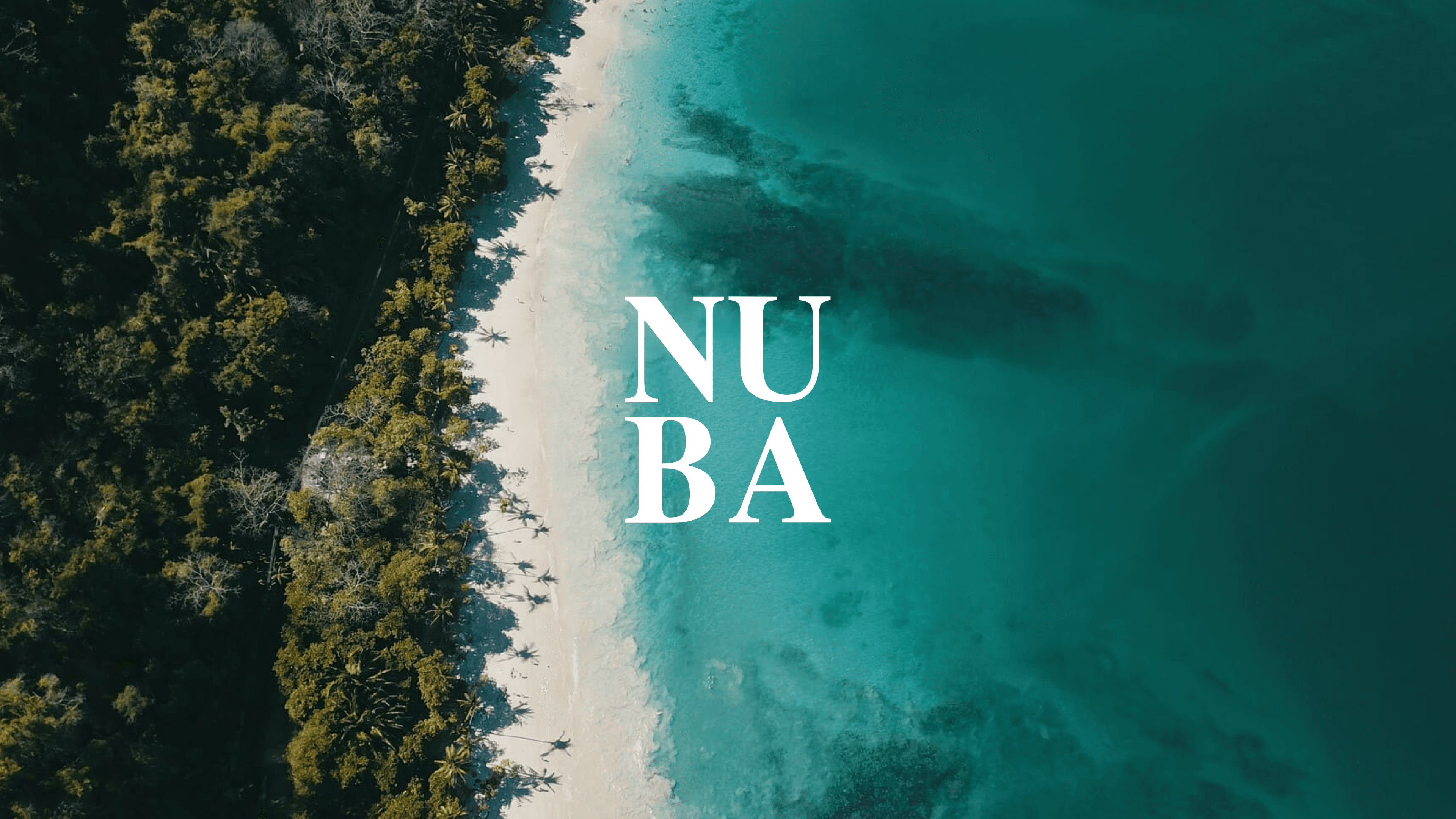 Nuba Hero Image, Logo in front of beach