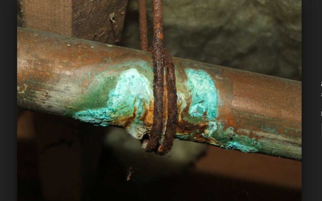 Galvanic corrosion at a copper to galvanized connection