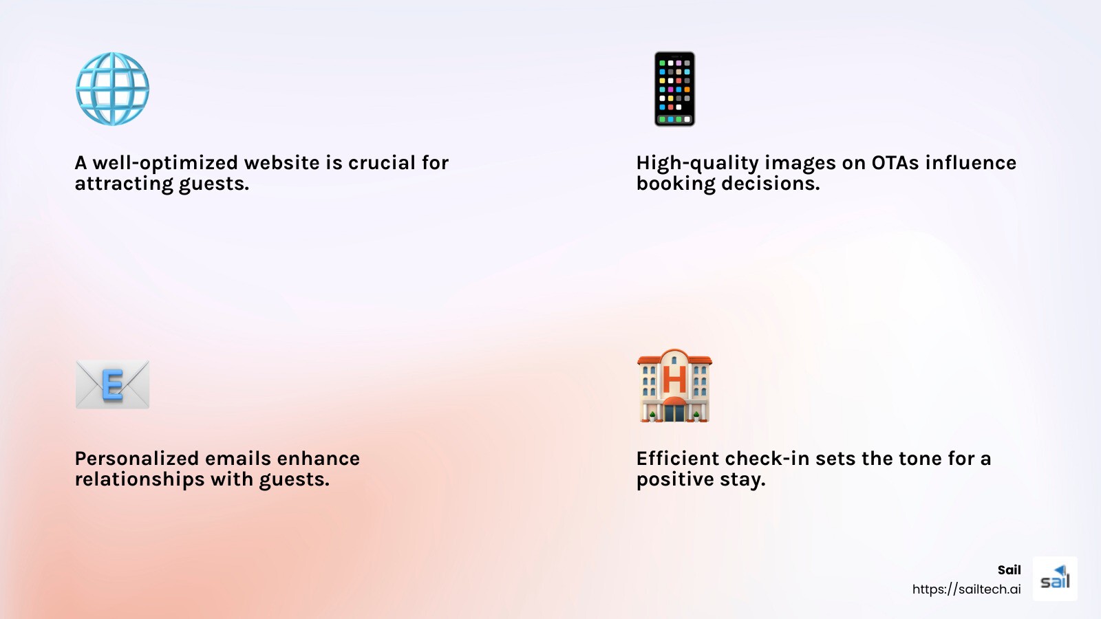 Understanding these touchpoints can significantly improve the guest experience, leading to increased satisfaction and loyalty. - hotel customer journey mapping infographic 4_facts_emoji_light-gradient