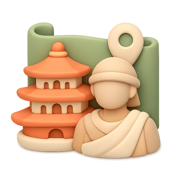 The temple and an ancient cultural statue