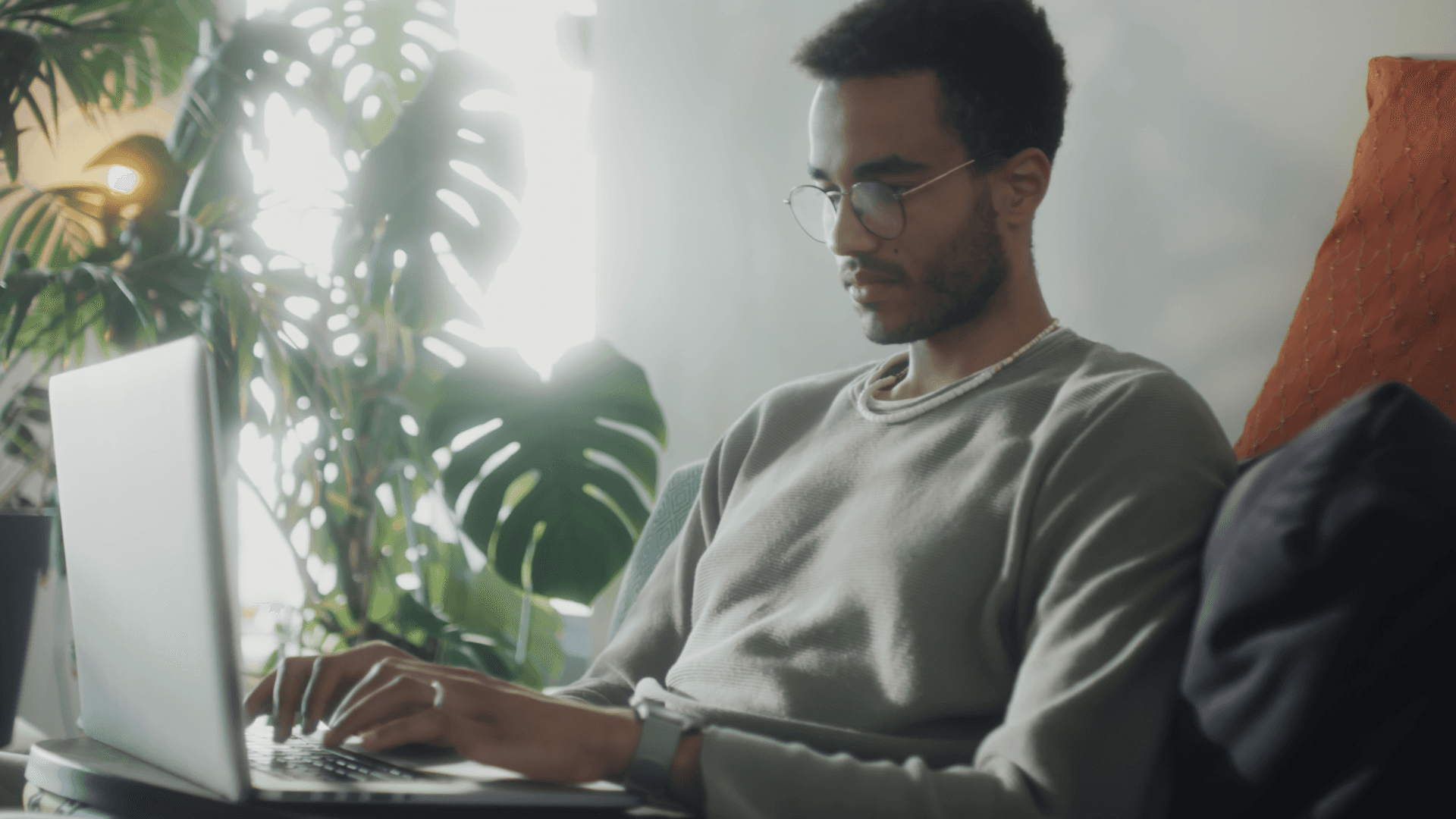 Man using a computer.