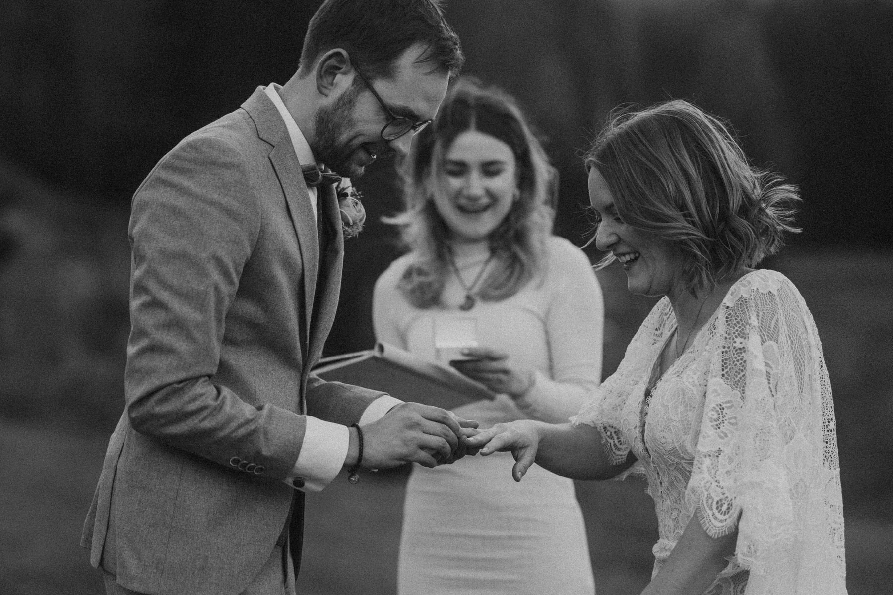 emotional ceremony ring exchange with celebrant