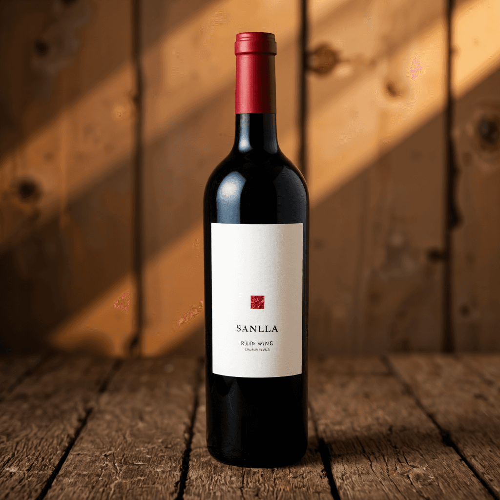 product photography of a bottle of red wine, used for drinking