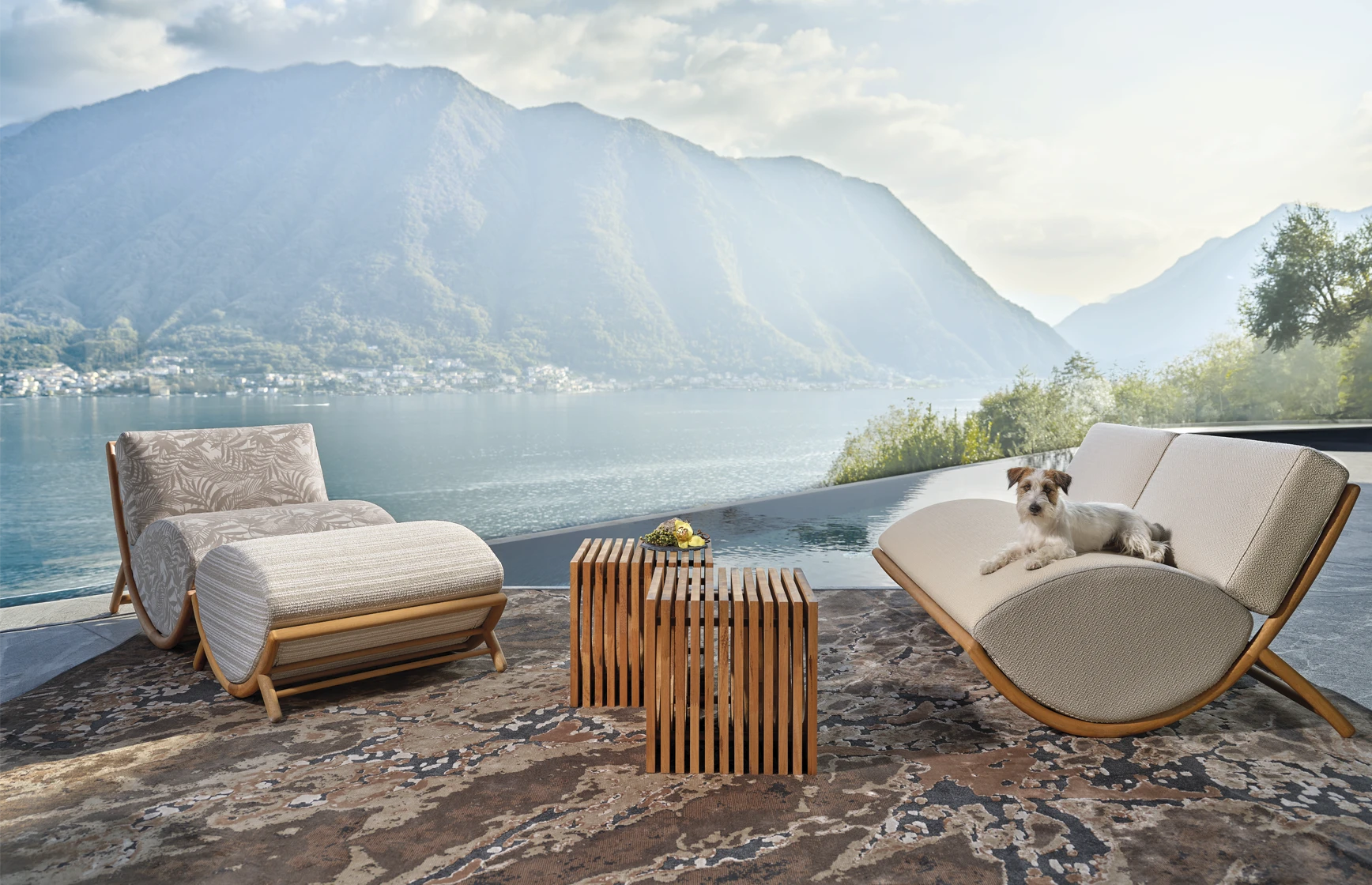 outdoor furniture in a modern villa in como