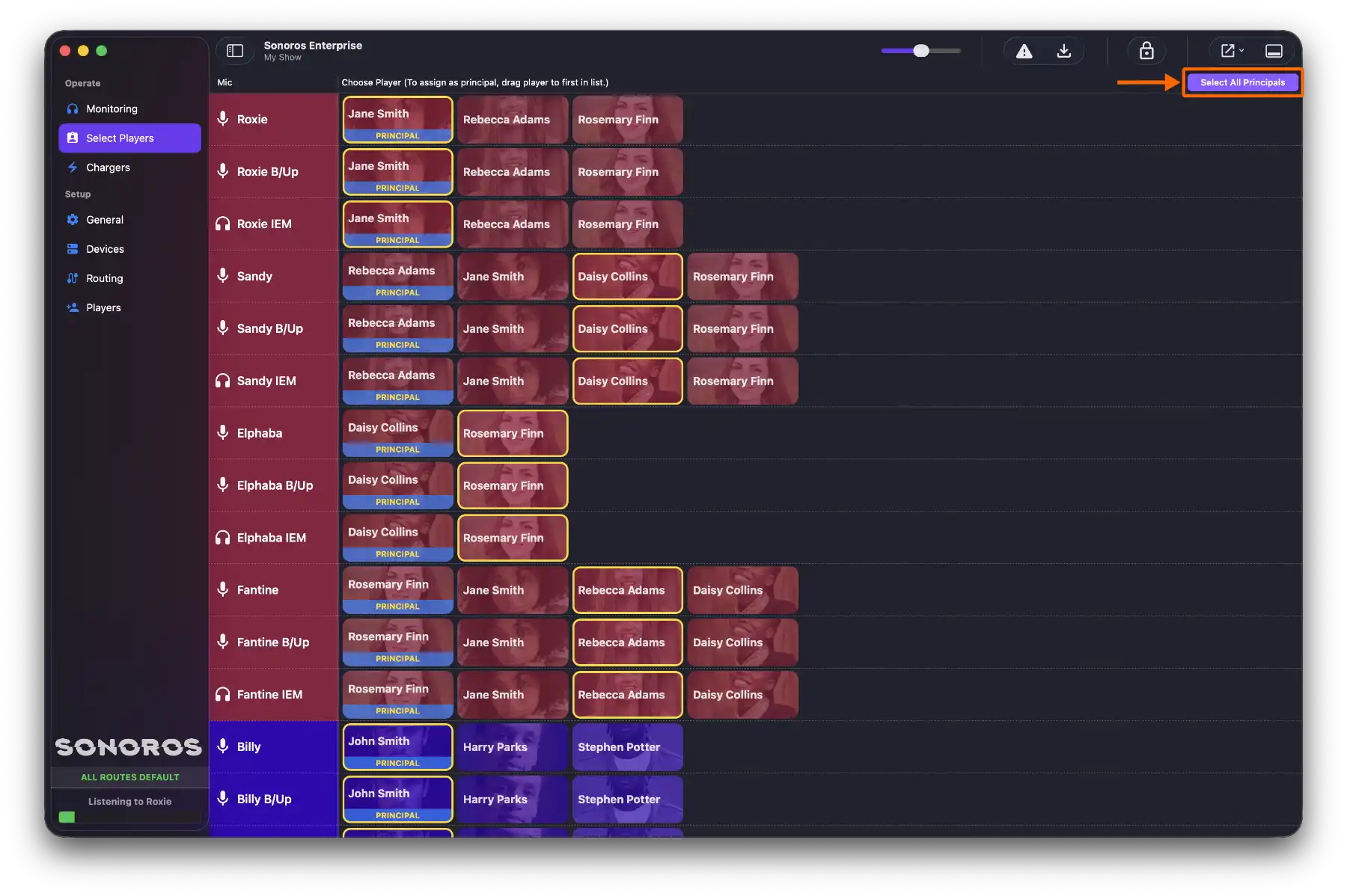 Assign players from the select players view