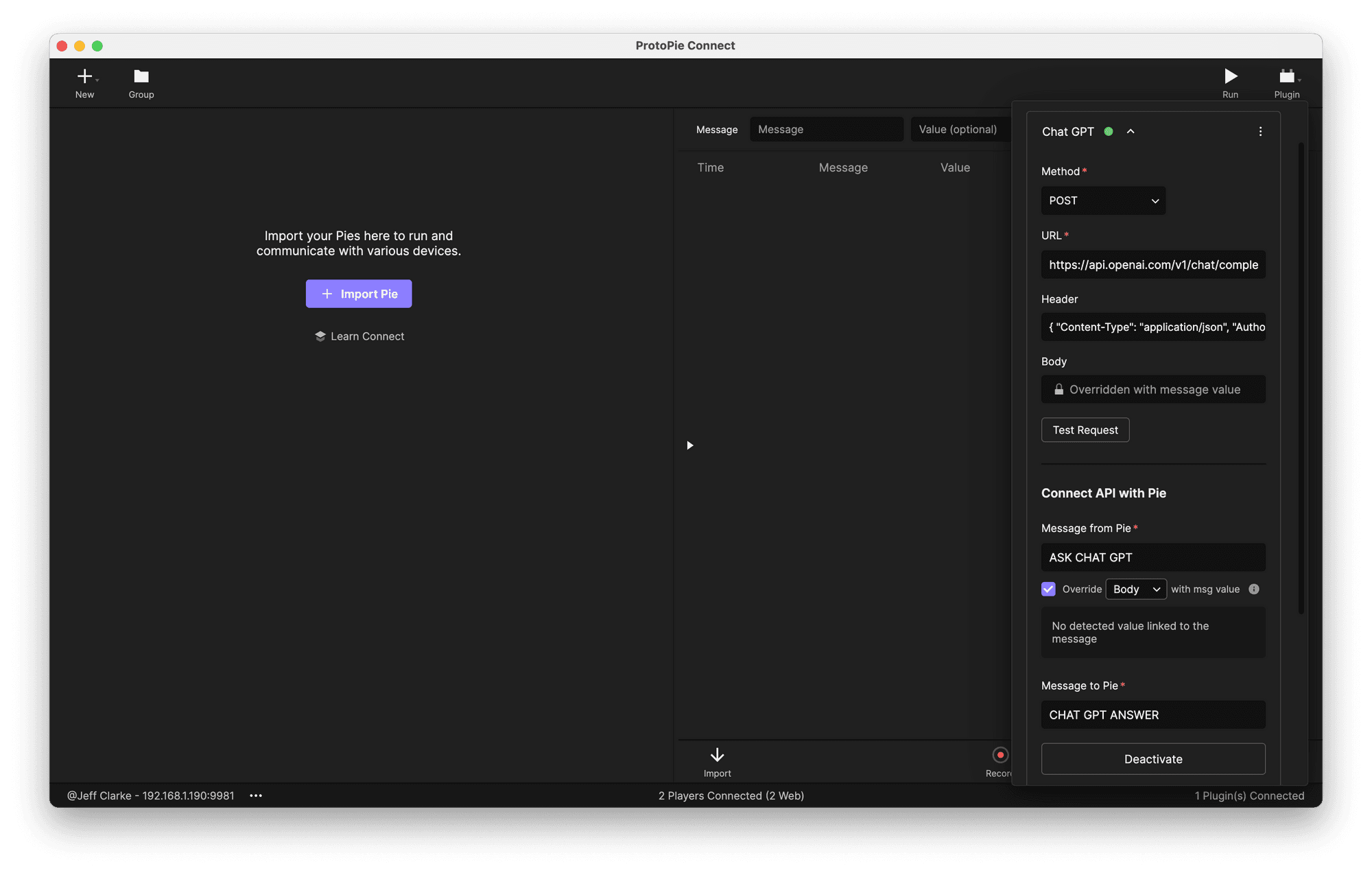 Configuring the API Plugin.