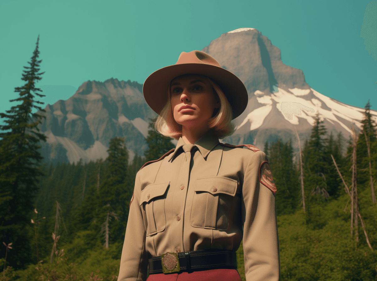 Cinematic portrait with a mountain range backdrop