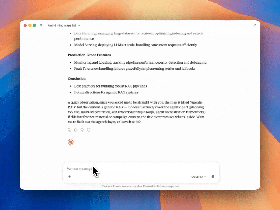 Xmind MCP interface screenshot: Edit the mind maps with Xmind MCP