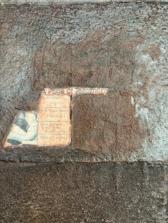 Testimonial III, 2021. Mixed media on cardboard. by Barbara Walker.