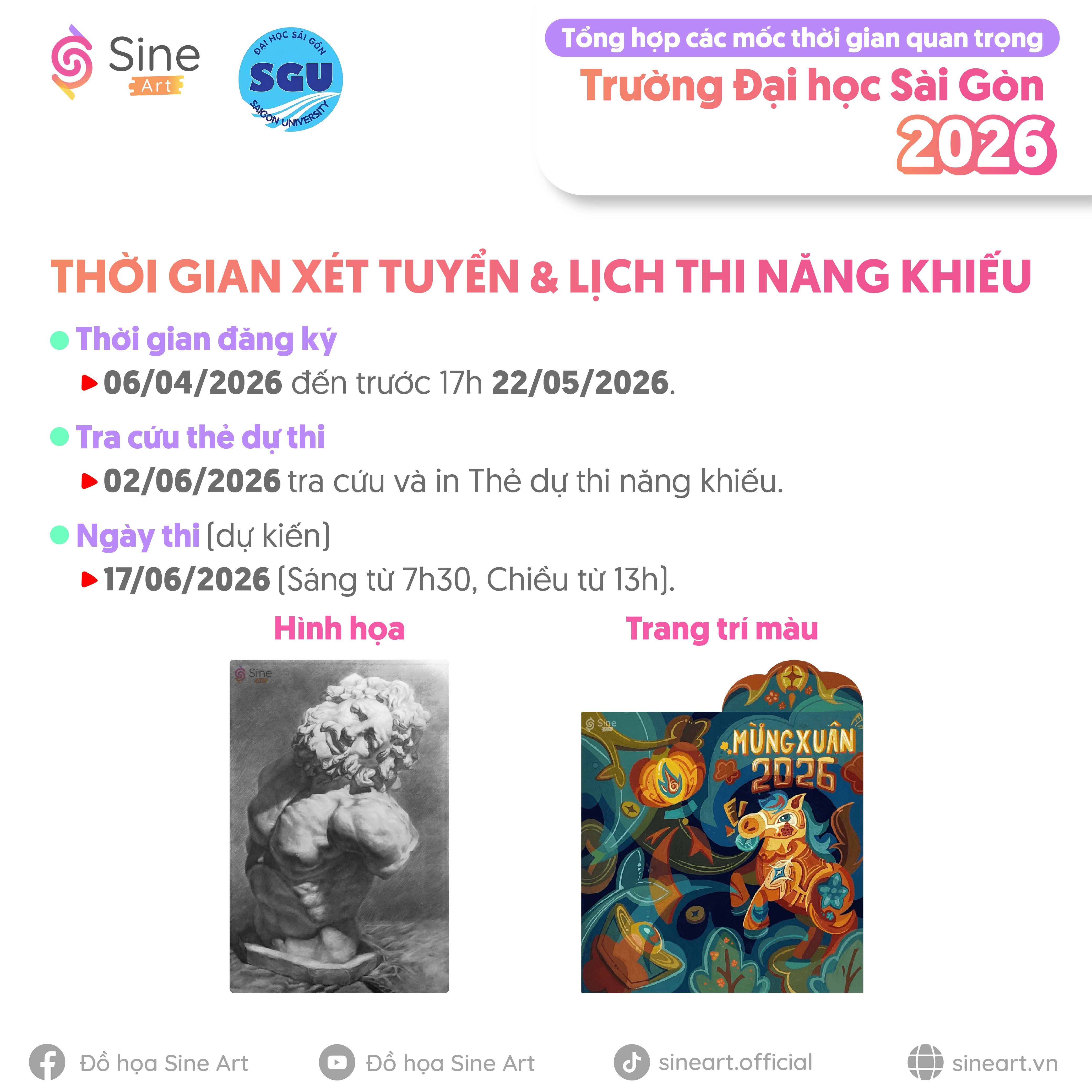 Tổng hợp các mốc thời gian quan trong về Kỳ thi năng khiếu Vẽ của một số trường Đại học 2026