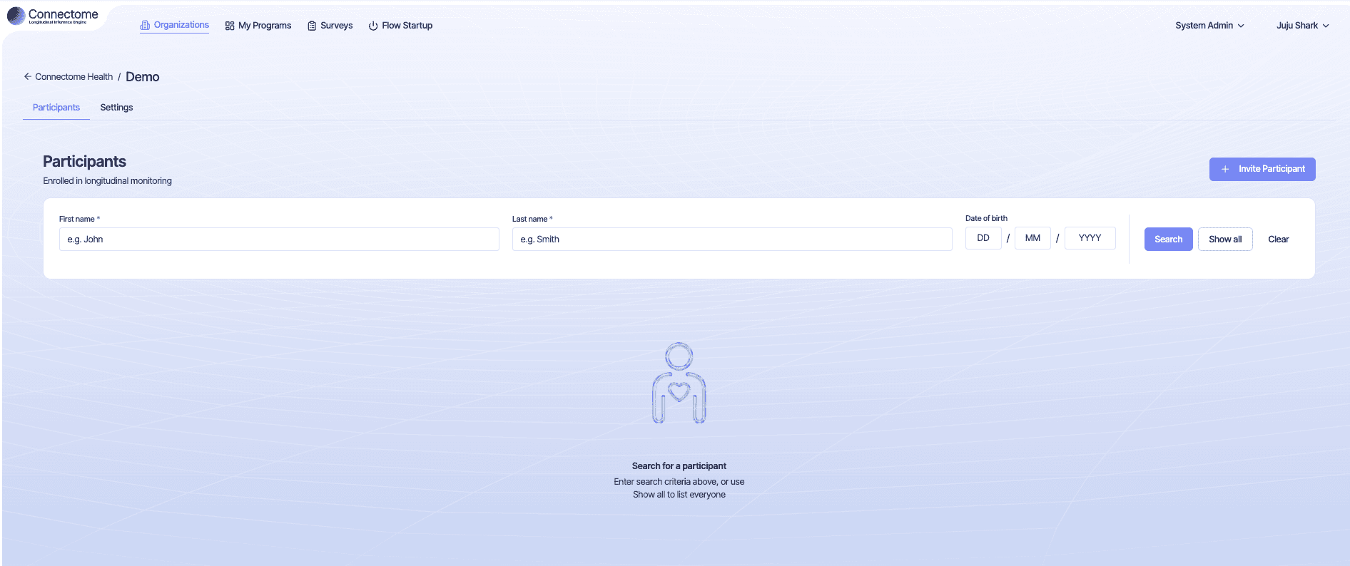 The organisation view: every person’s profile from one login, each read only against themselves.