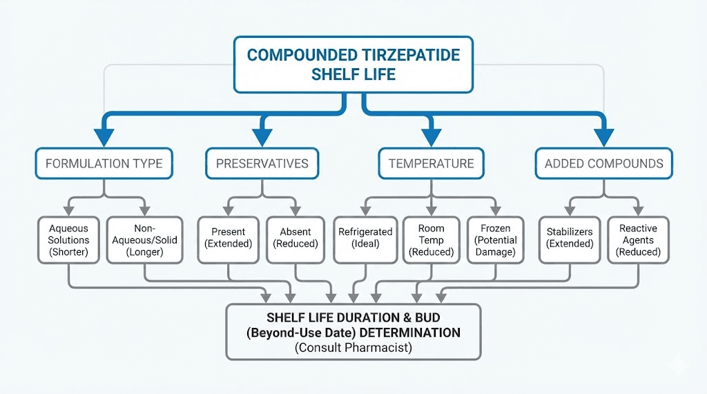 Factors affecting compounded tirzepatide expiration date and shelf life