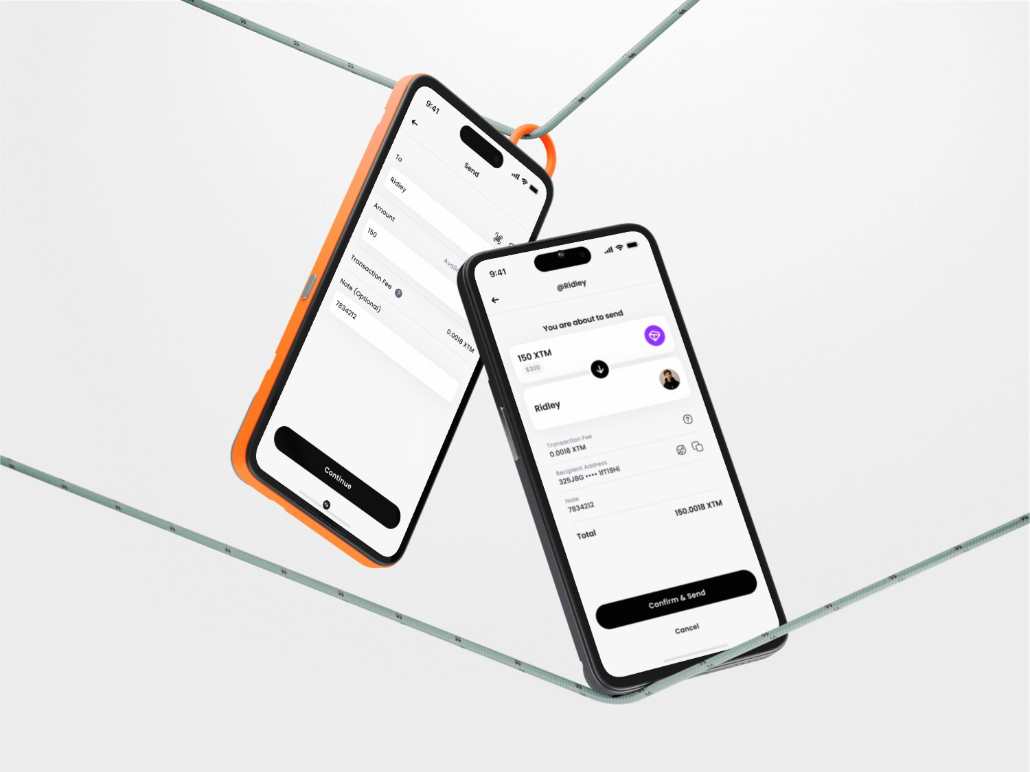 The send and confirmation pages. Simply add the contact and amount and confirm.
