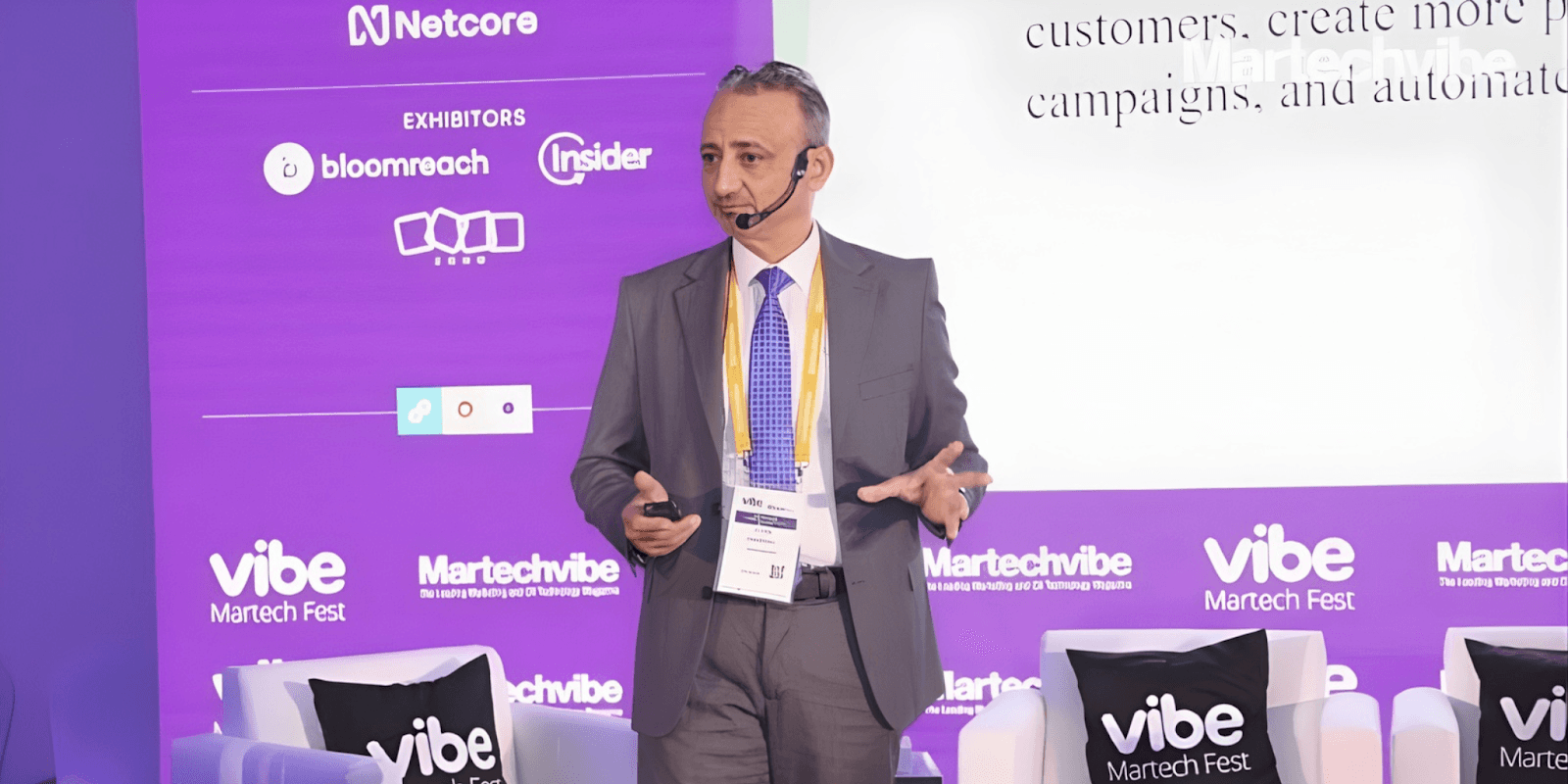 "Dr. Sobhi Sulieman Agha presenting at Martech Fest, showcasing his leadership and expertise in marketing and digital transformation."