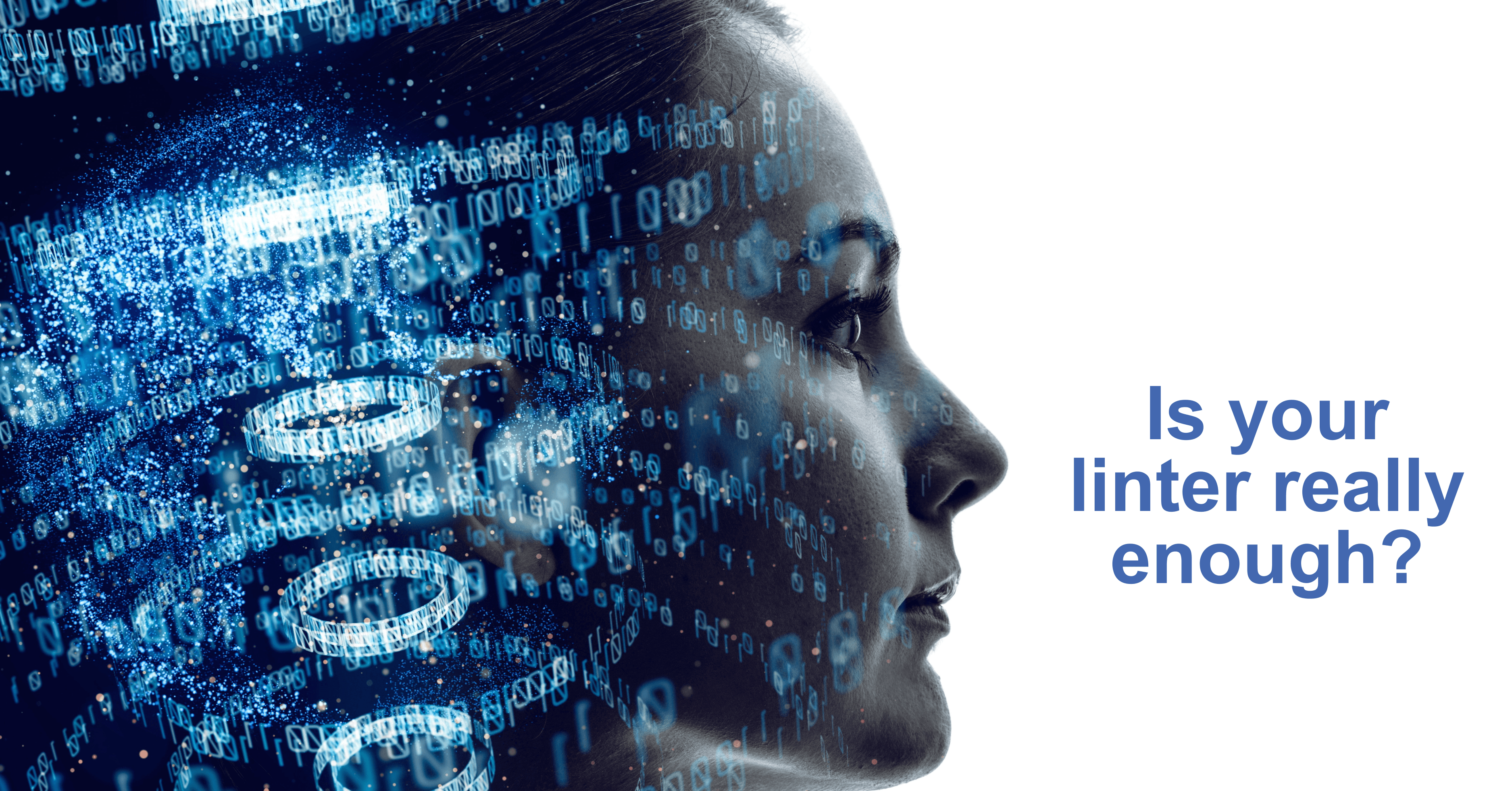 The image shows a developer's profile blended with flowing data and code, symbolizing deep platform intelligence.