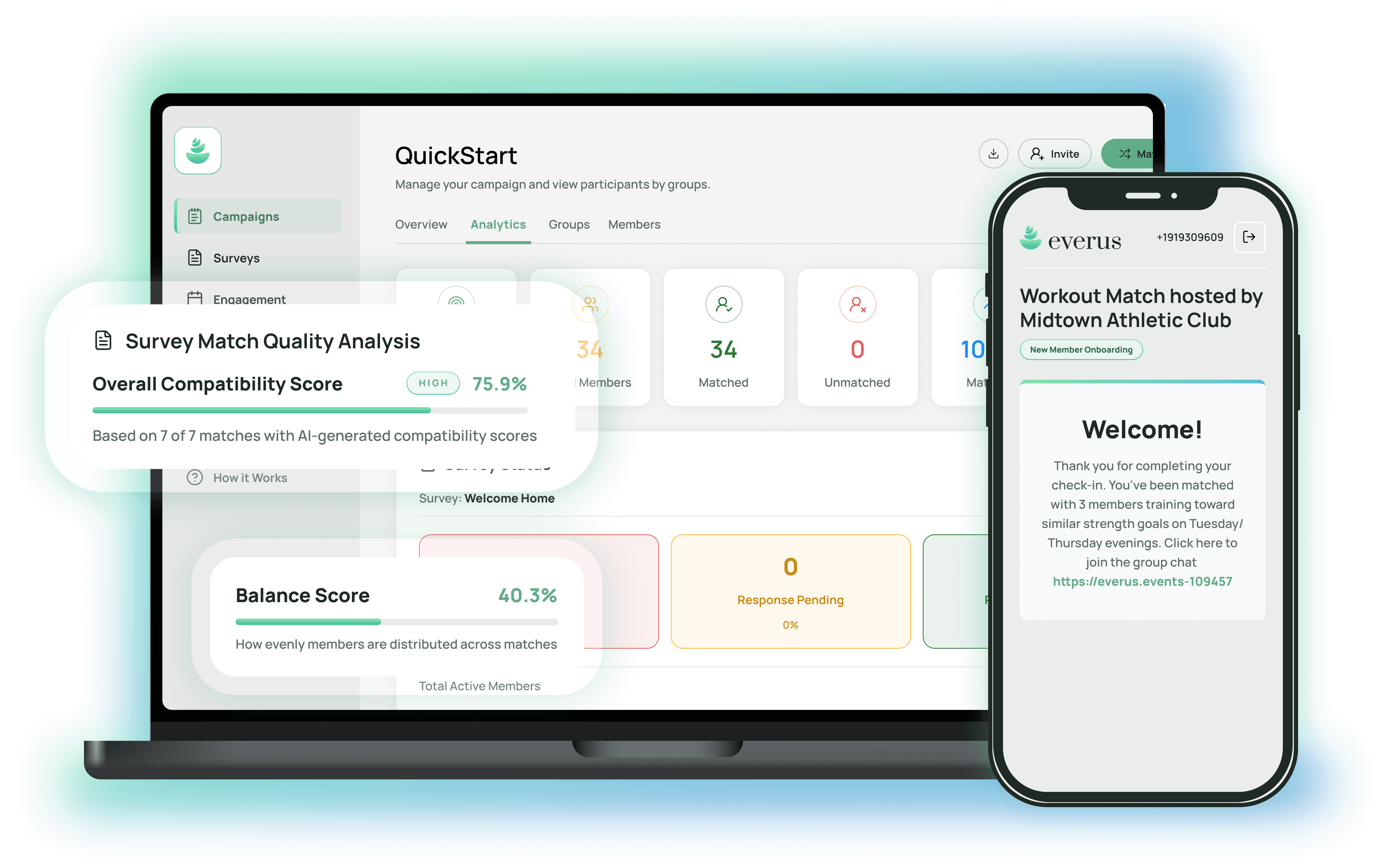 Everus smart matching platform displayed on desktop and mobile