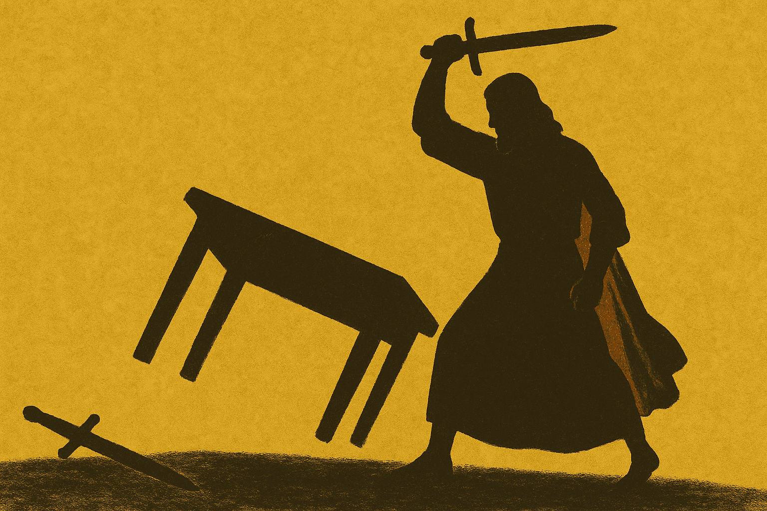 Jesus flipping tables