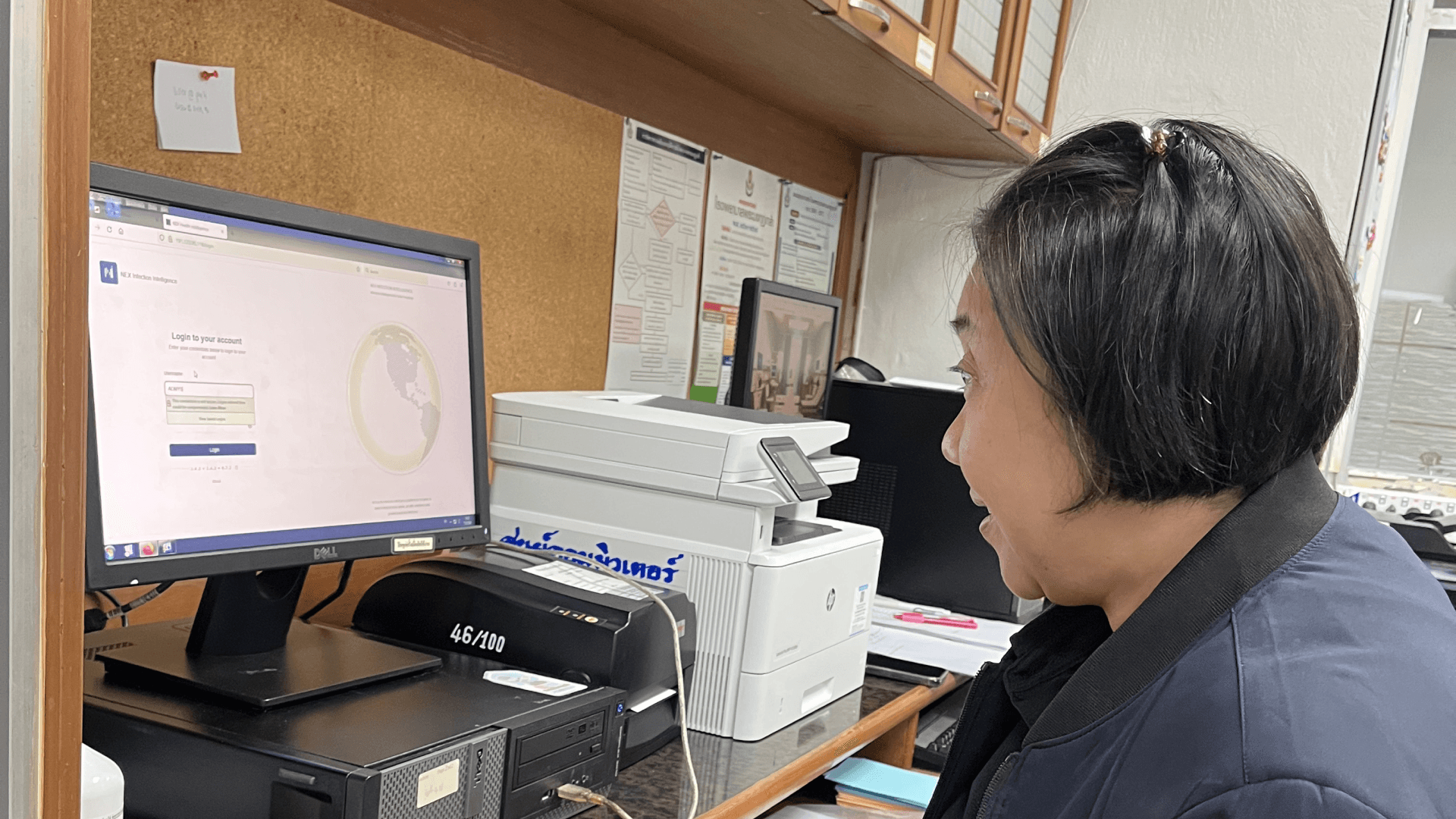 !Saowapap Kasinant, IPC nurse at PMK, logs into NEX to start her review Saowapap Kasinant, IPC nurse at PMK, logs into NEX to start her review