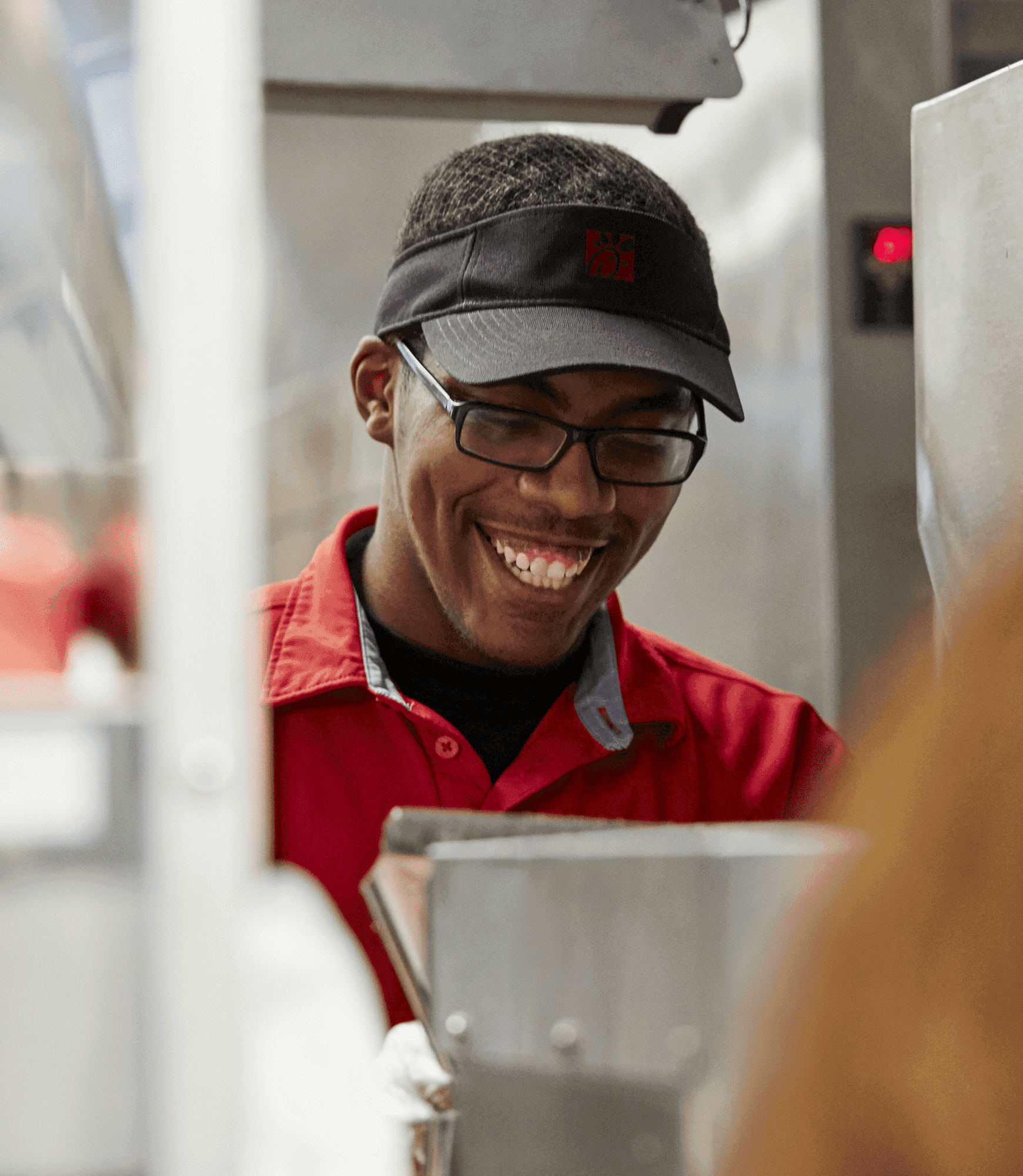 Smiling restaurant worker