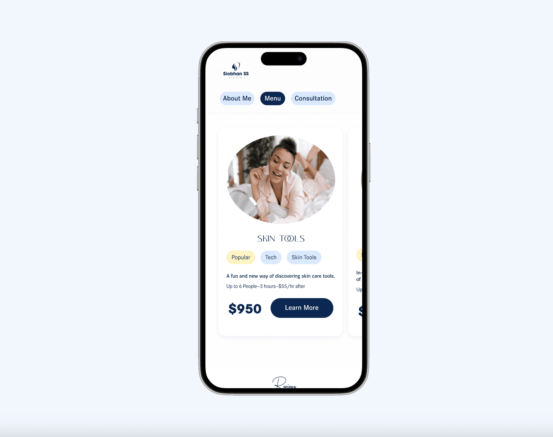 Menu Page | Carosel menu w/ class prices