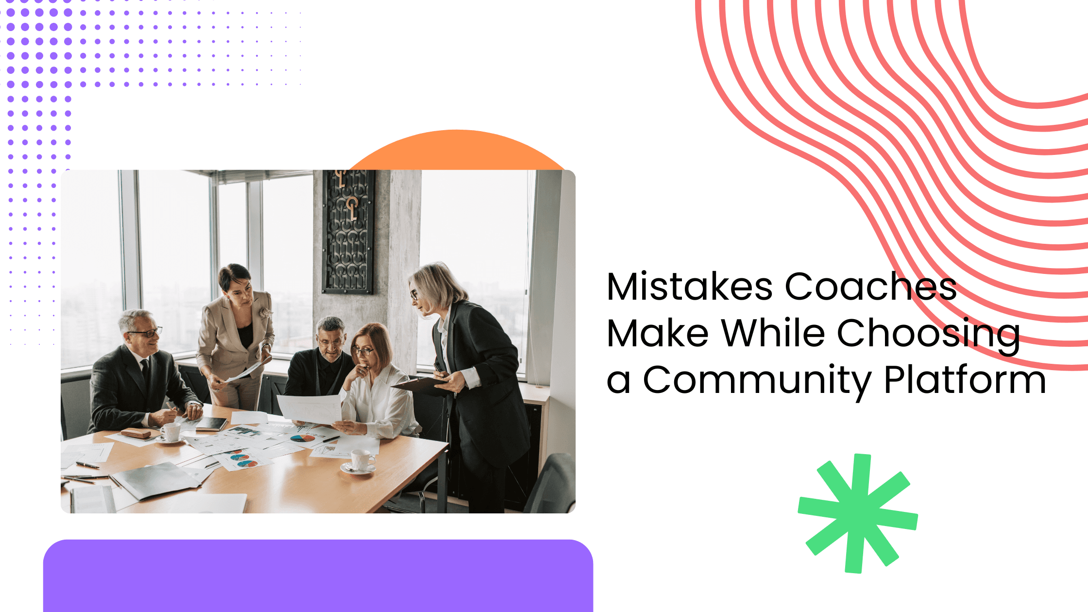 Coaching team discussion in a creative about mistakes coaches make when choosing community platforms.