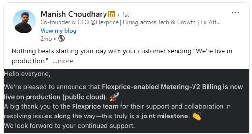 Manish linkedIN profile