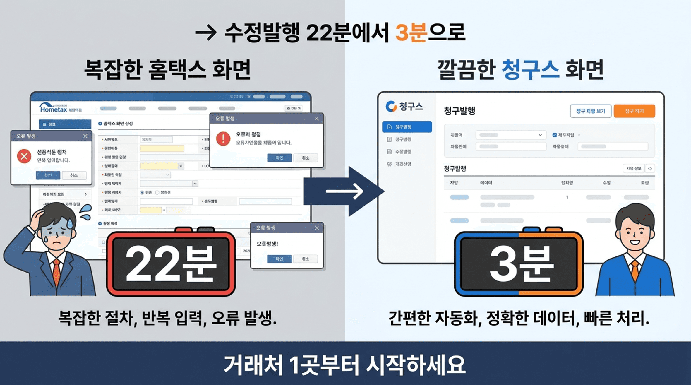 세금계산서 수정발행 22분에서 3분으로