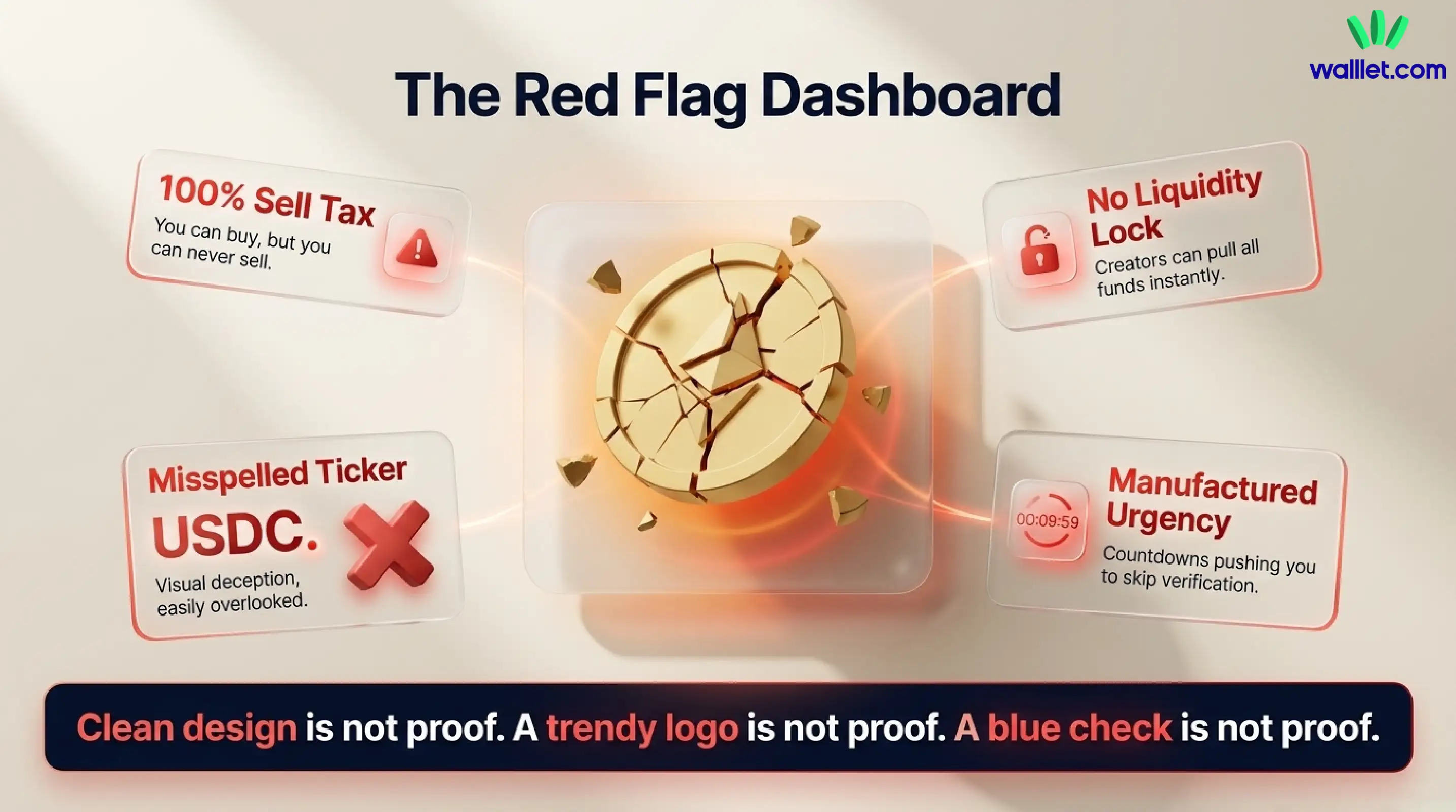 What are signs of a fake token page?