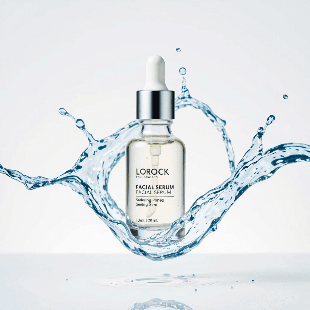 product photography of a bottle of facial serum