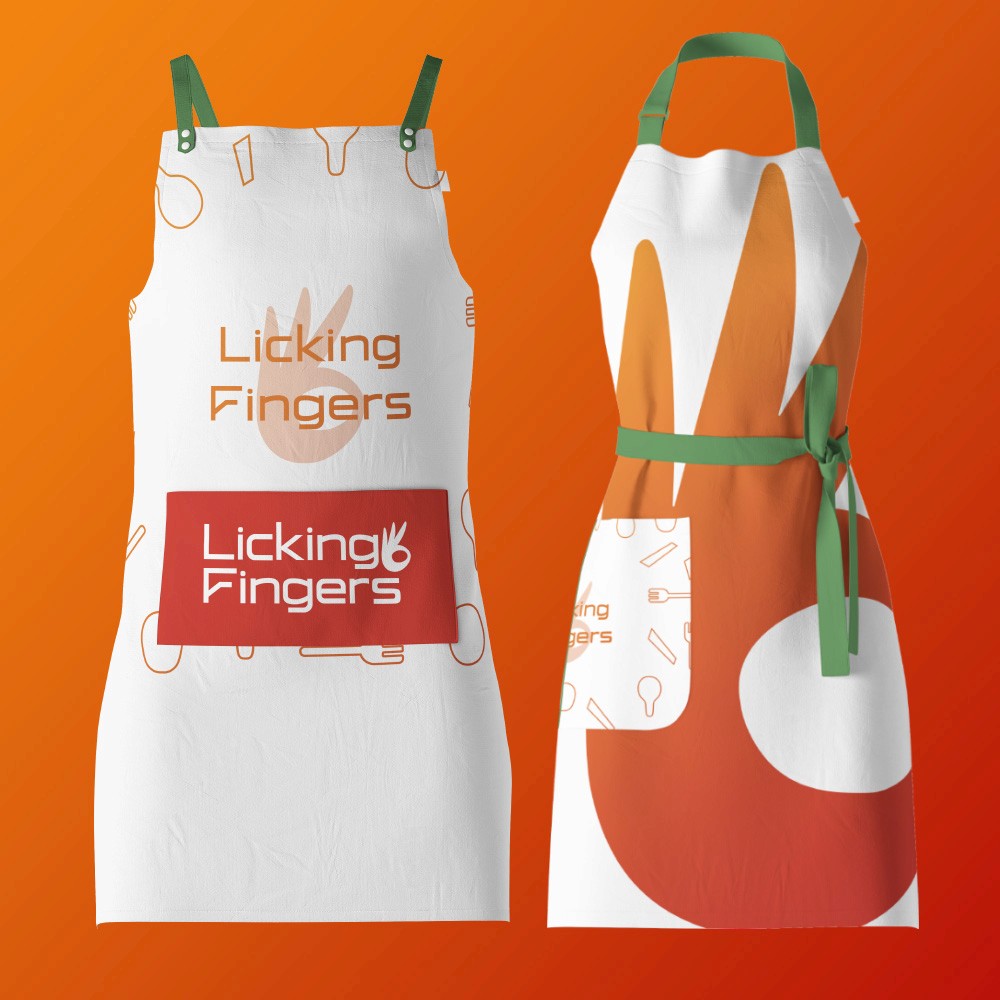 Bold, colorful food brand packaging for Licking Fingers restaurant