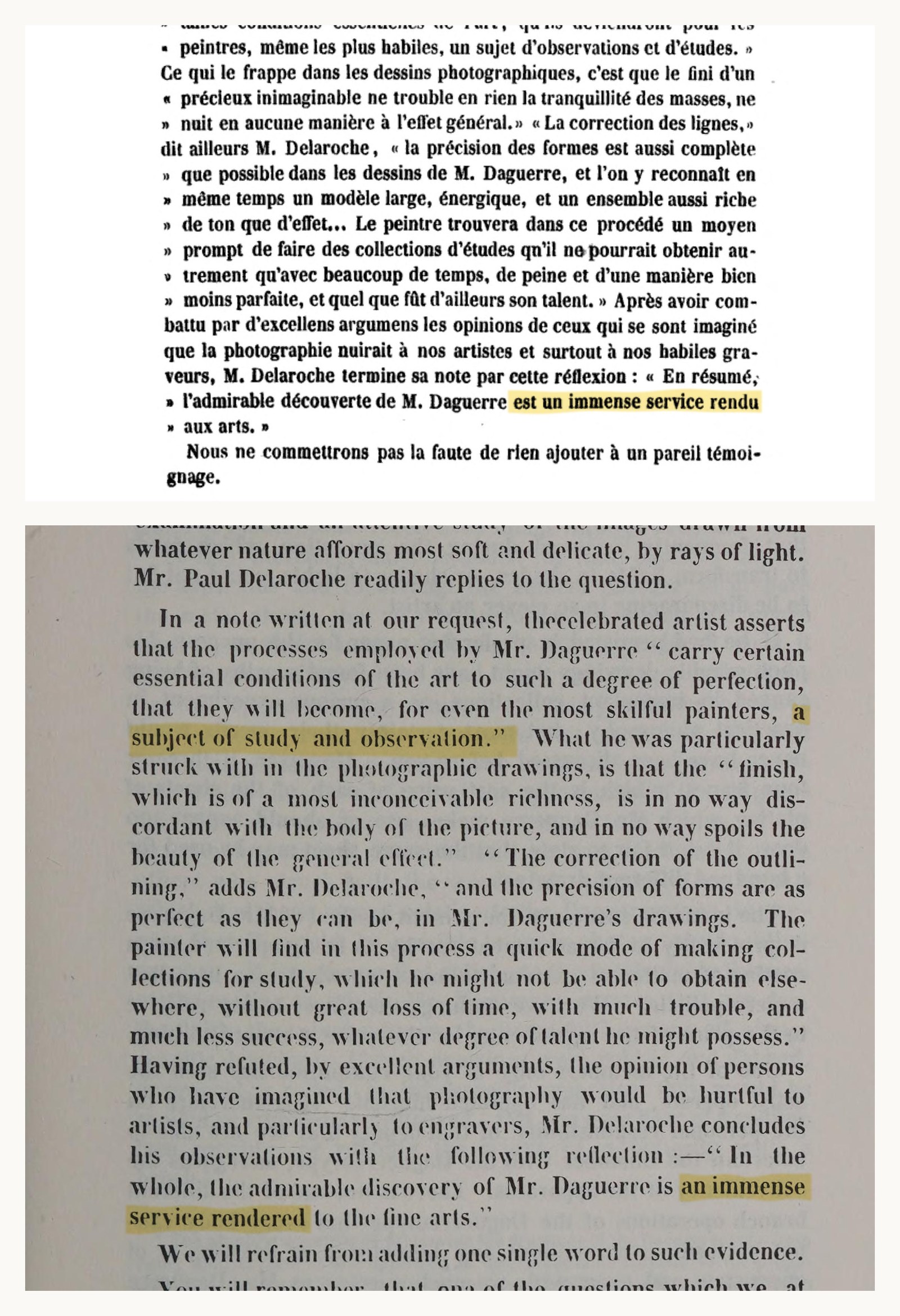 Arago's report of 3 July 1839, French and English printings