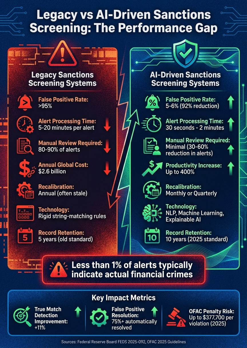 Legacy vs AI-Driven Sanctions Screening: Performance Comparison