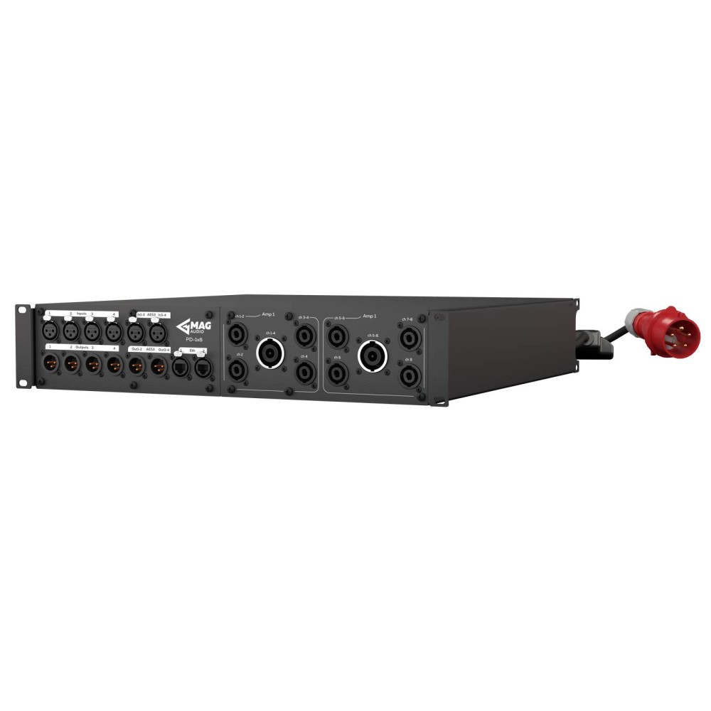 MAG Audio PD-1x8 speaker distro with red power plug
