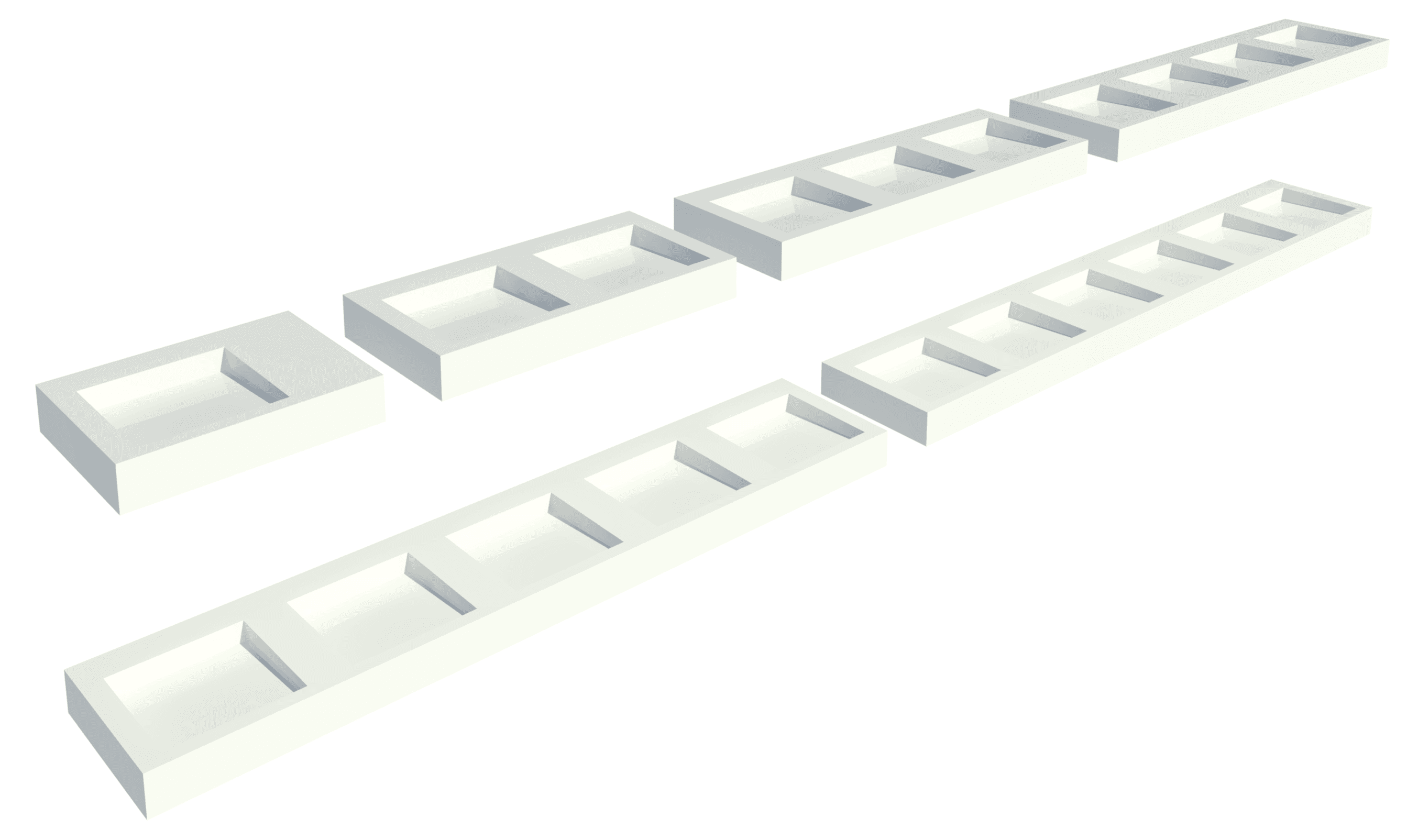Monolith+ wash hand basins range from single to six basin families.