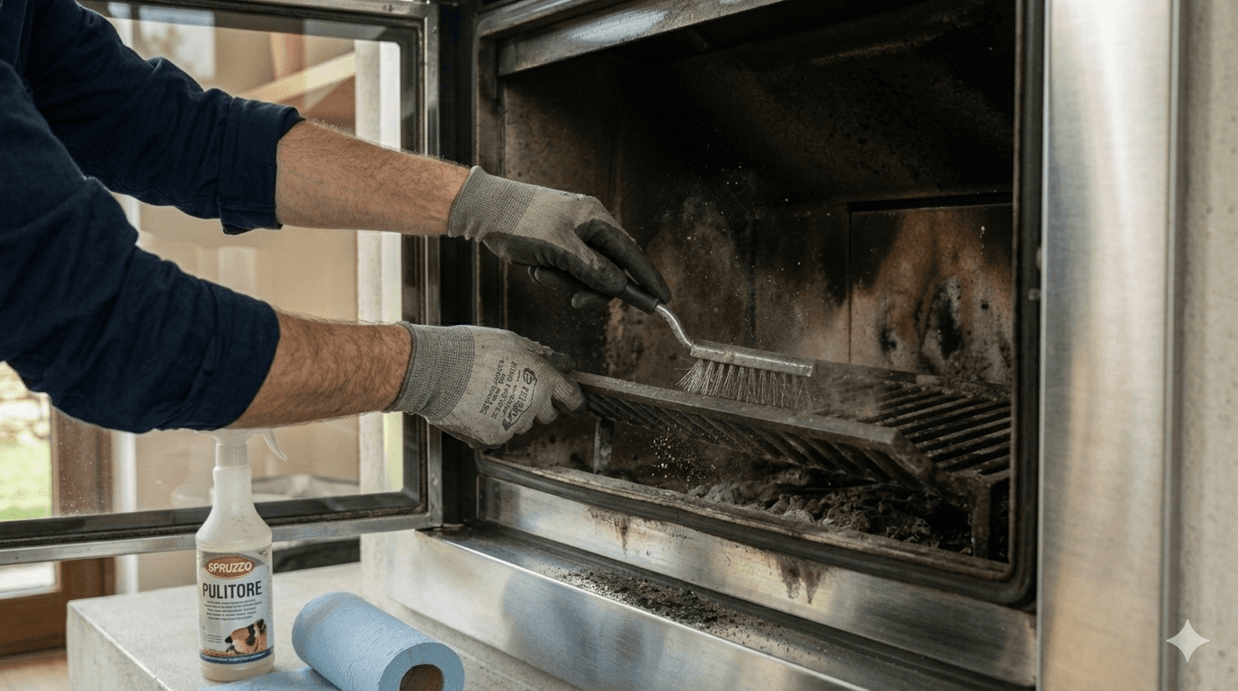 Pulizia e manutenzione di termocamino domestico