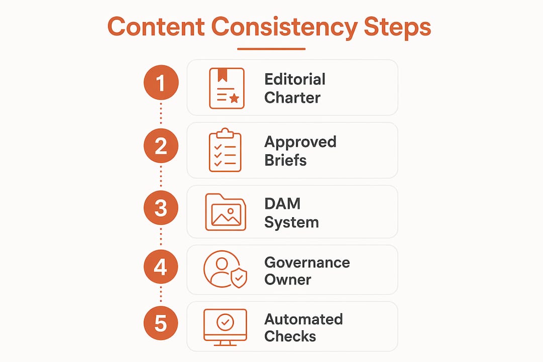 Infographic illustrating steps for ensuring content consistency