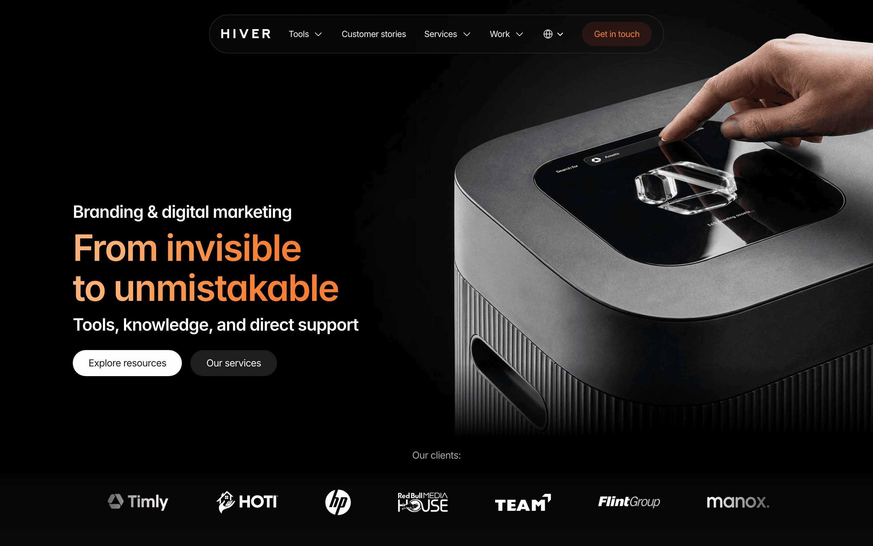 HIVER agency marketing agency website screenshot
