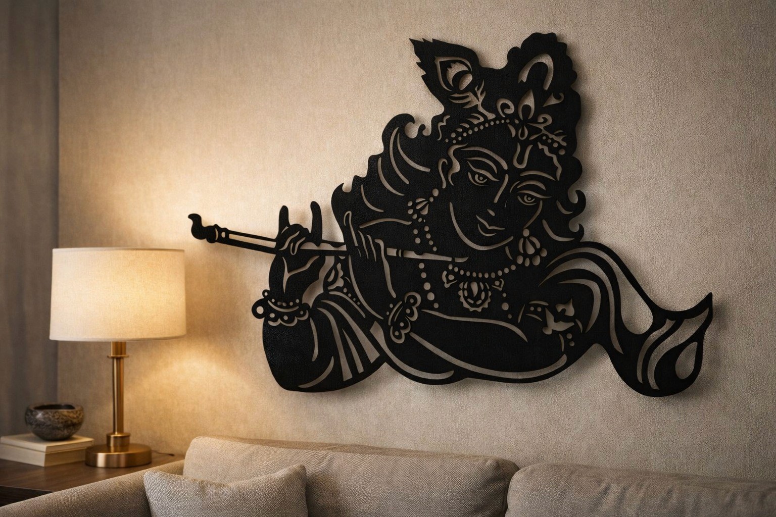 Lord Krishna flute metal wall art for home décor