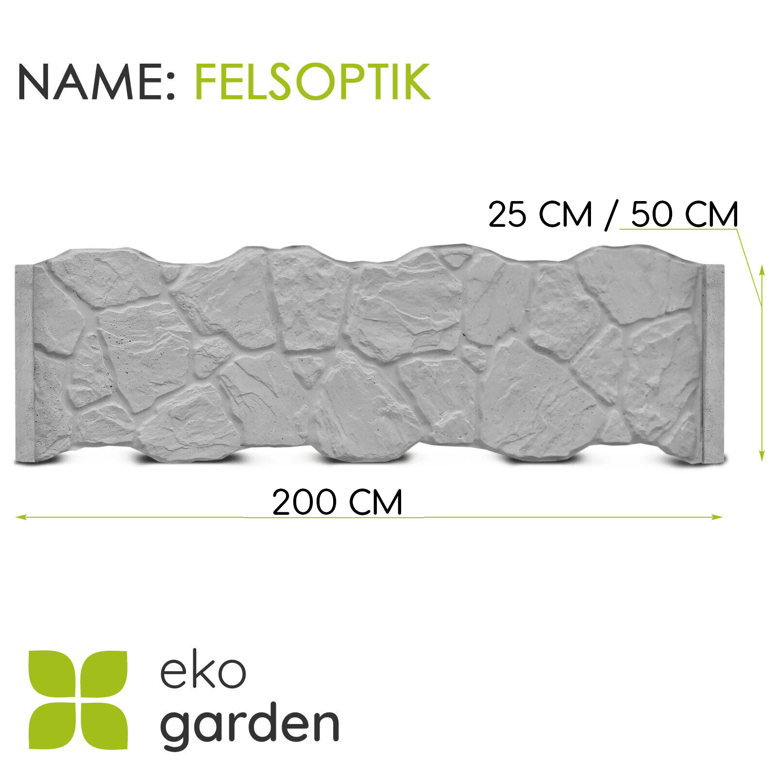 Betonplatte "Felsoptik" für Betonzaun